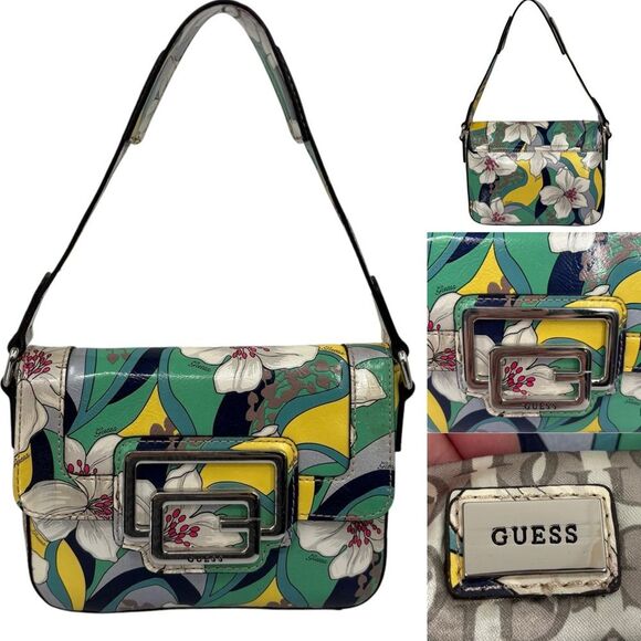 Guess Orchid Candy Floral Short Handle Shoulderbag Vintage 90's Y2K - Picture 1 of 8